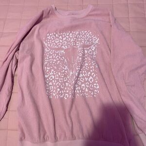 SHEIN Pink Sweater with White Skull Design